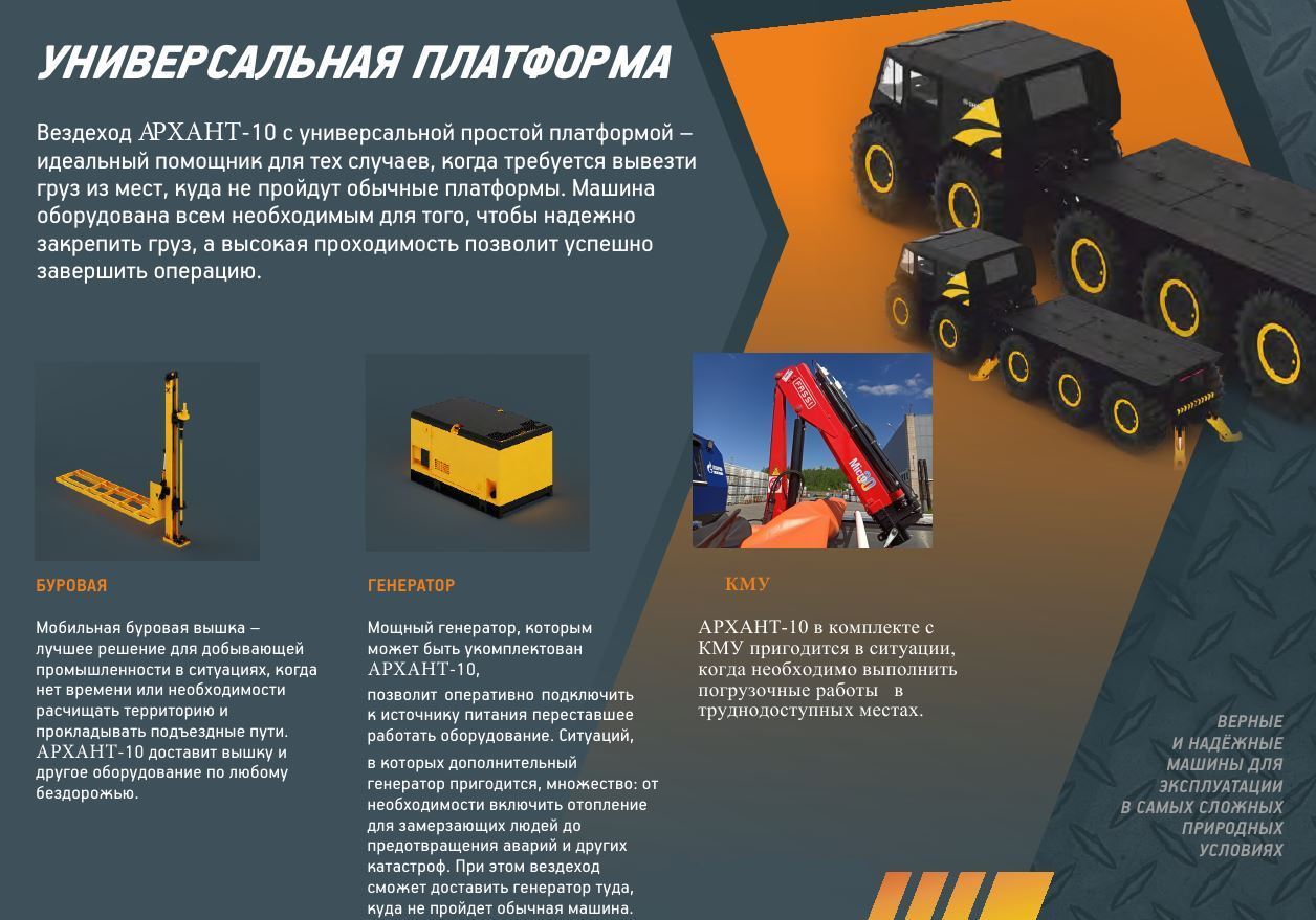 Универсальная платформа Архант 10 - возможность установки буровой, крана манипулятора (КМУ), генератора и иных устройств!